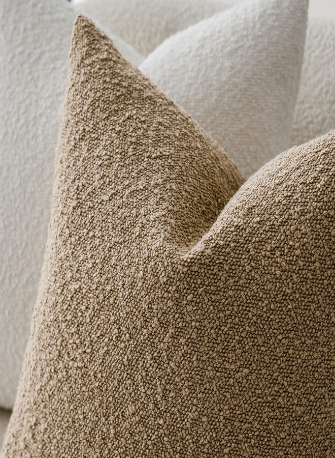 Foindtower Pack of 2 Textured Boucle Throw Pillow Covers Accent Solid Lumbar Pillow Cases Cozy Soft Decorative Couch Cushion Case for Chair Sofa Bedroom Living Room Home Decor, 12 x 20 Inch,Camel - Image 4